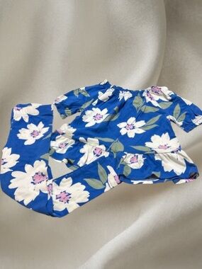 Carter's Blue Floral Peplum Top & Leggings Two-Piece Set